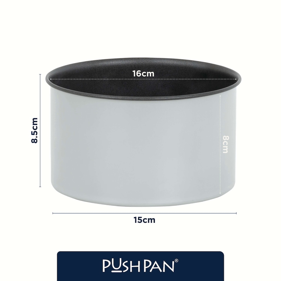 image 1 of PushPan Set of 2 x 6 Inch Deep Cake Tins Grey/Pewter