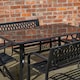 image 7 of Outdoor 6 Person Rectangular Glass Top Garden Dining Table Benches & Chairs Set