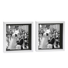 Nicola Spring 10 x 10" Photo Frames - White/Black Mount - 3D Picture Frame Box Portrait Display Case (53 x 53cm) Set of 2