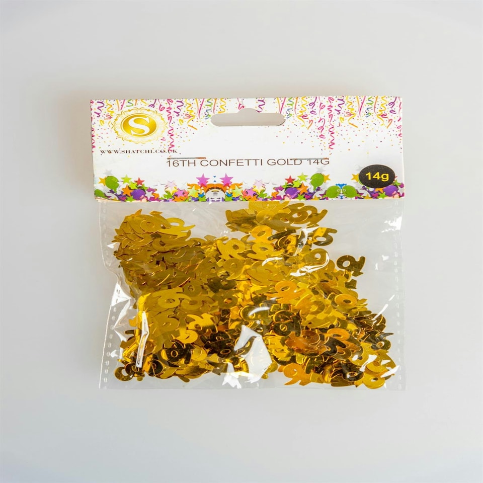 image 1 of 16th Birthday Confetti in Gold, 14g, 4 Packs