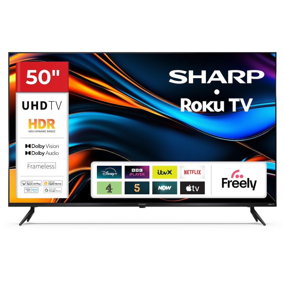 image 1 of SHARP 50HJ4225KB 50 Inch 4K UHD Smart Roku TV