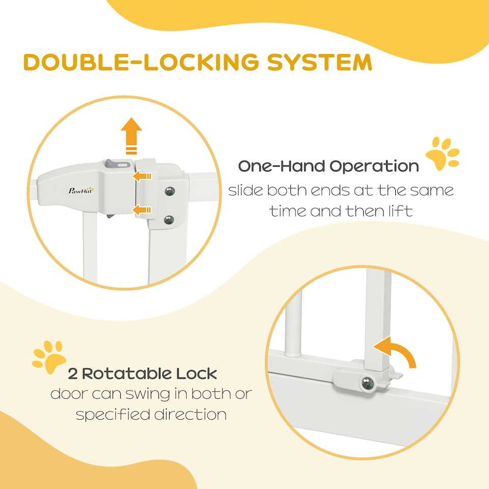 image 1 of PawHut 74-94cm Adjustable Metal Pet Gate Safety Barrier w/ Auto-Close Door White