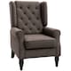 image 1 of HOMCOM Accent Chair Wingback Armchair Retro Tufted Club Wood Fabric, Brown