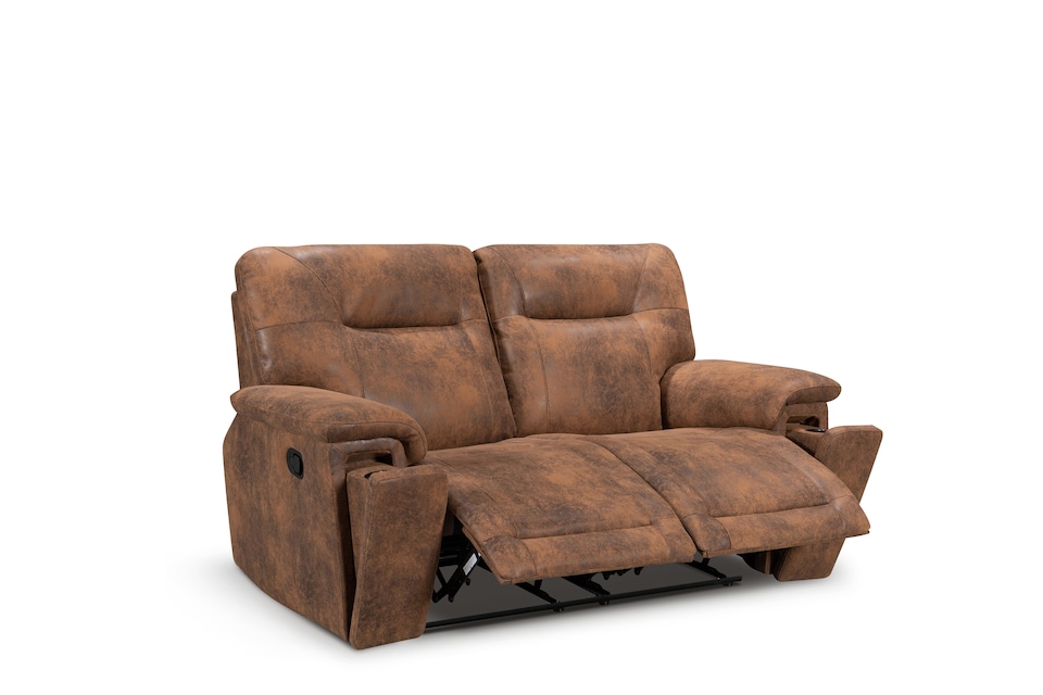 image 1 of Faux Leather Suede Brown 2 Seater Manual Recliner Sofa MURCIA