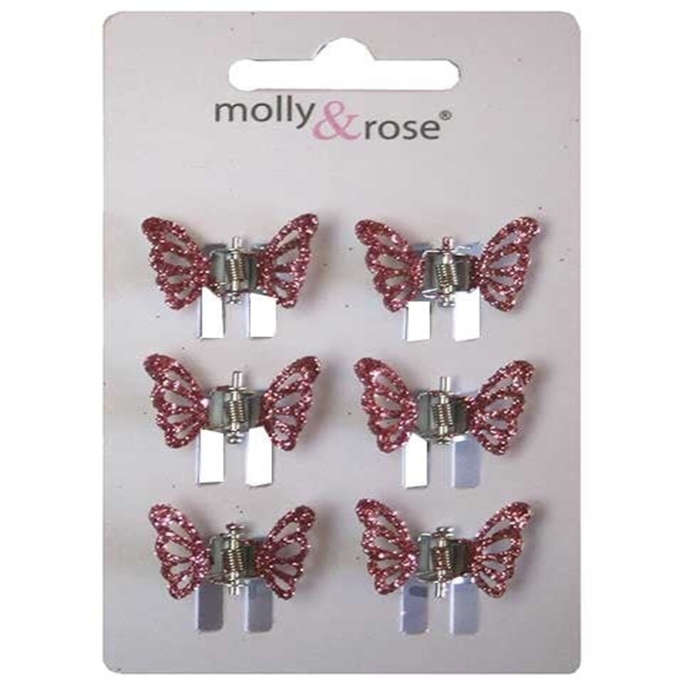 Molly And Rose Glitter Butterfly Mini Clamps Assorted 4020