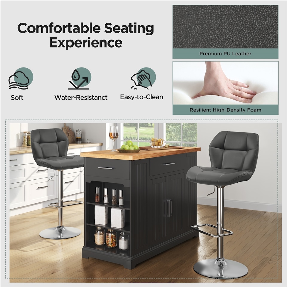 image 1 of Yaheetech Adjustable Faux Leather Bar Stool with Backrest | Grey | One Size