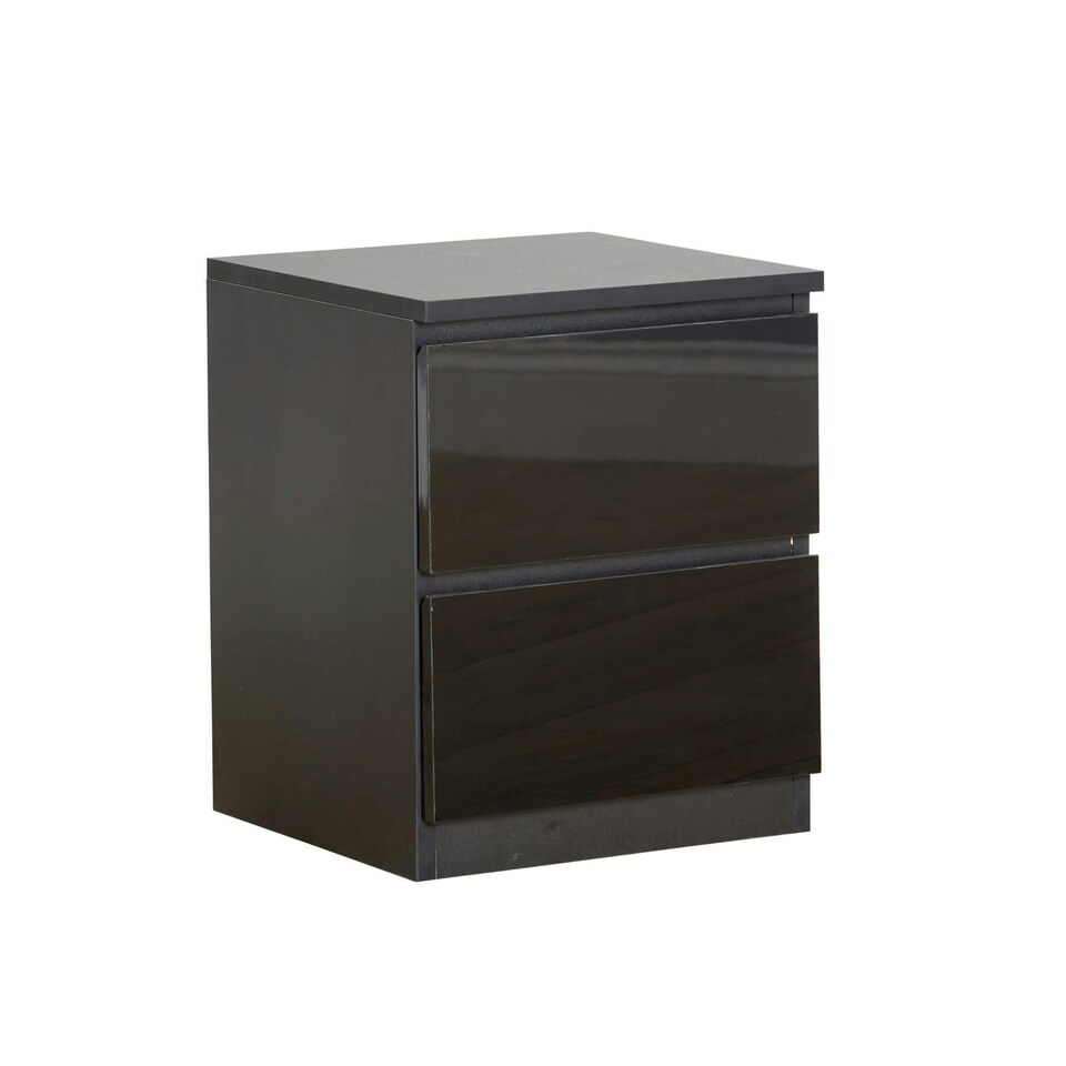 image 1 of Black 2 Drawer Bedside Cabinet Nightstand Modern Storage Unit Furniture Bedroom