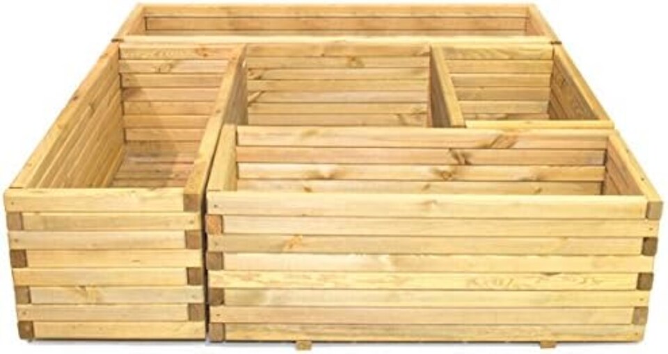 image 1 of Primrose Rectangle Pine Wood Raised Trough Outdoor Patio Planter 1.1m