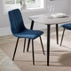 image 2 of Pair of Aspen Cord Fabric Straight Stitch Compact Dining Chairs with Black Tapered Metal Legs | Blue | Blue | 1