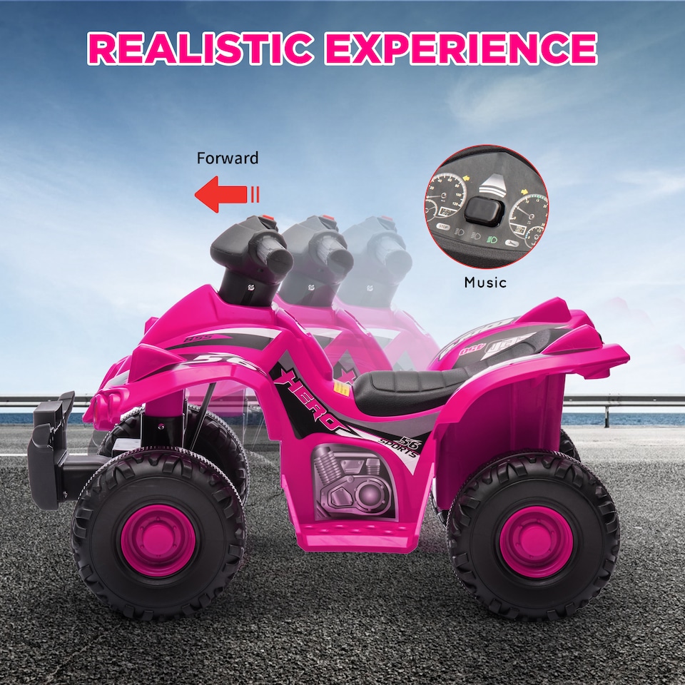 image 1 of AIYAPLAY 6V Kids Electric Quad Bike with Music, Forward Function, Pink