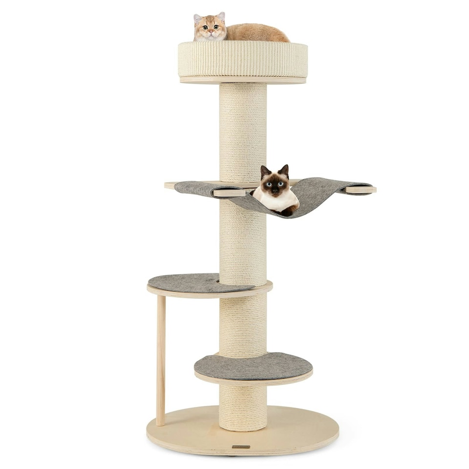 image 1 of COSTWAY Cat Tree 120 CM Multi-layer Cat Tower with Hammock
