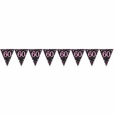 Amscan Sparkling Celebration 60th Birthday Decorative Bunting - Black/Pink - One Size