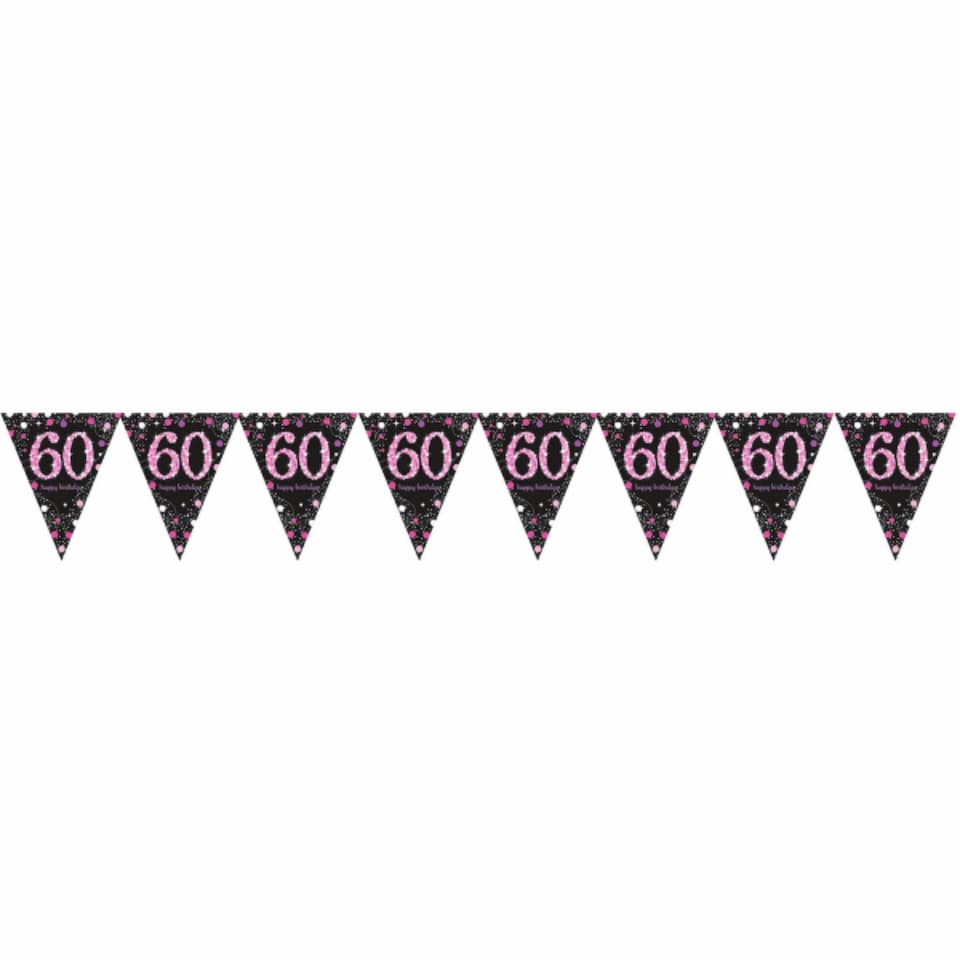 Amscan Sparkling Celebration 60th Birthday Decorative Bunting - Black/Pink - One Size