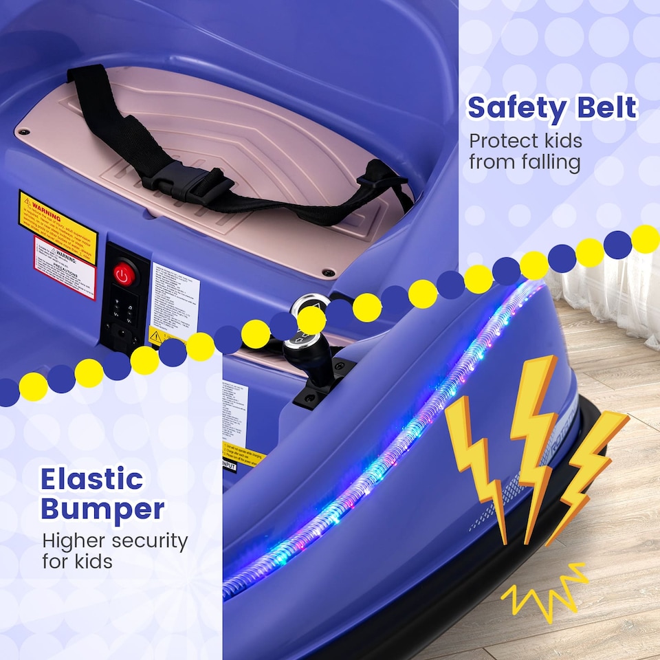 image 1 of COSTWAY Kids Ride-On Bumper Car 12V Electric Car Purple