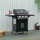 image 2 of Outsunny 3 Burner Gas Grill Portable BBQ Trolley w/ 4 Wheels and Side Shelves