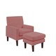 image 1 of Plush Velvet Chair With Footstool In Dark Pink