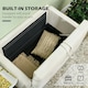 image 3 of HOMCOM Compact Loveseat Sofa 2 Seater Sofa with Storage and Wood Legs Cream
