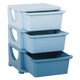 image 1 of HOMCOM Kids Storage Units with Drawers Chest Dresser Tower | Blue | 37cm x 37cm x 56.5cm