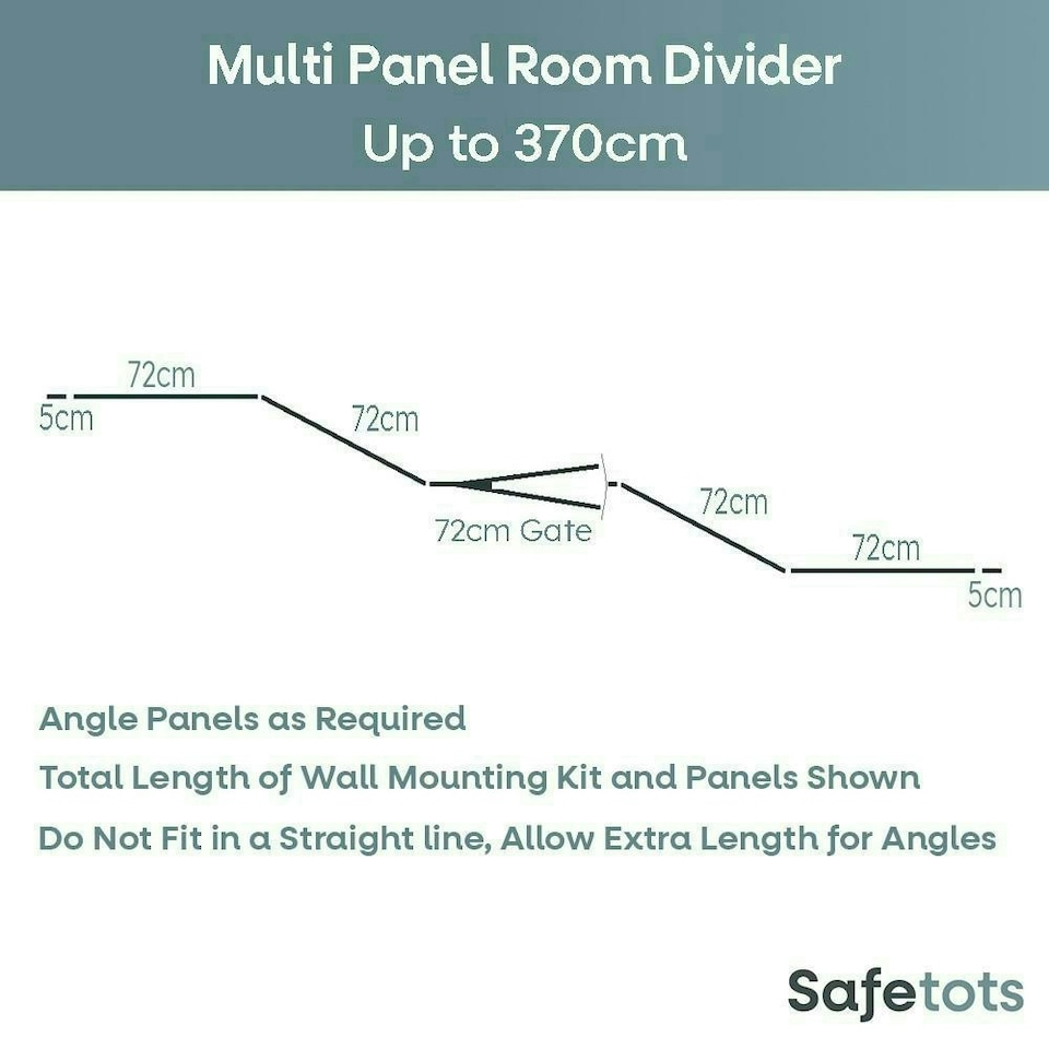 image 1 of Safetots Premium Multi Panel Room Divider, up to 370cm Wide, White, 70cm Tall, Multi Panel Flexible Room Barrier, Room Divider with Door for Baby White