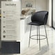 image 2 of Bar Stool Luana - with backrest, velvet look and padded - Set of 6 Black