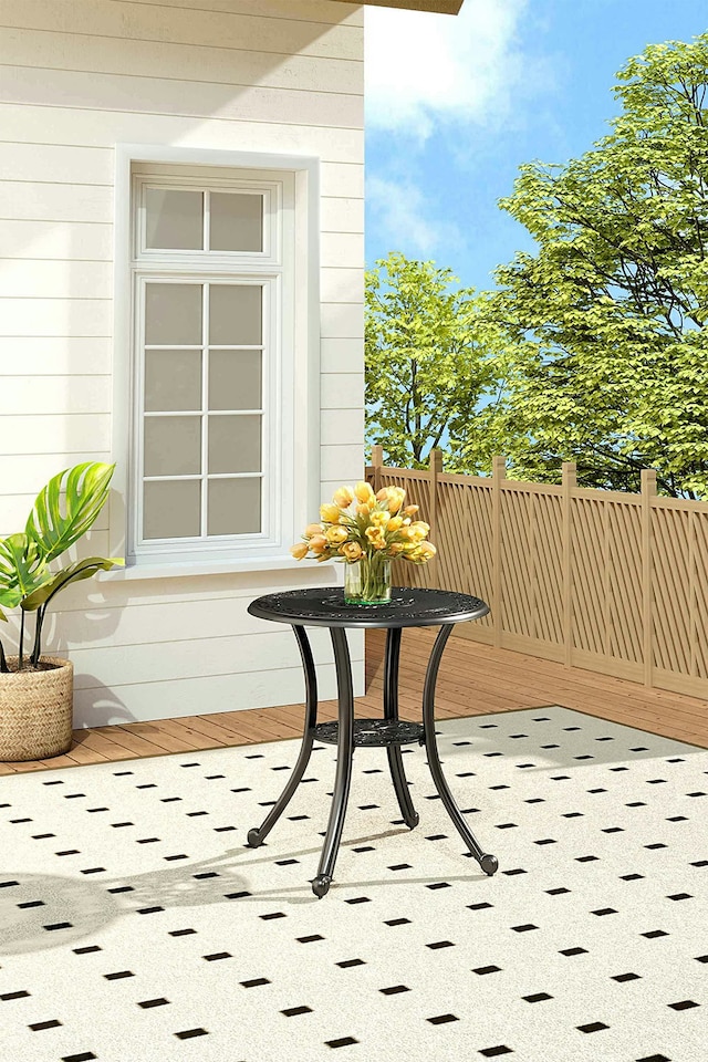 image 1 of Living and Home Cast Aluminum Round Patio Dining Table, Black, 80cm D*71cm H | Black