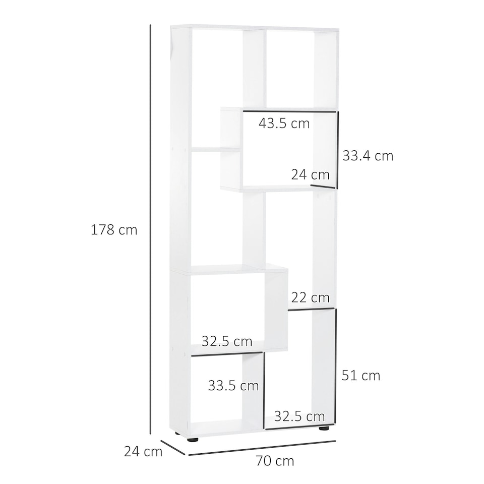 image 1 of HOMCOM Multipurpose 8-Grid Bookshelf Decorative Shelf, Bathroom, Kitchen White