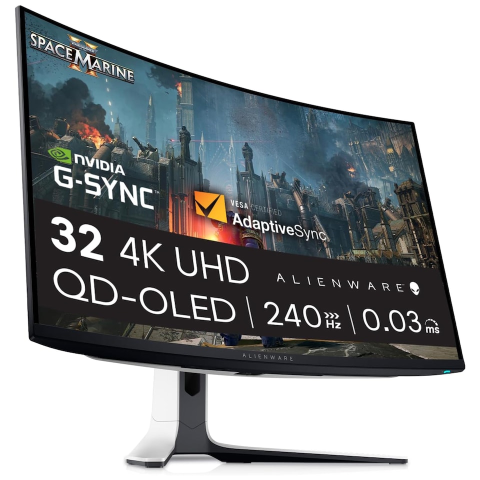 image 1 of Dell Alienware AW3225QF 32-Inch 4K Ultra HD QD-OLED FreeSync Premium Height Adjustable Curved Gaming Monitor