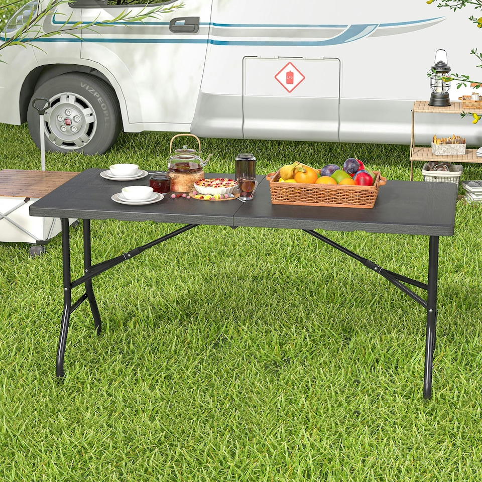 image 1 of COSTWAY 152 cm Portable Folding Picnic Table Dining Table Black