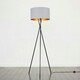 image 1 of ValueLights Camden Black Tripod Floor Lamp Grey & Gold Shade & Bulb Gold