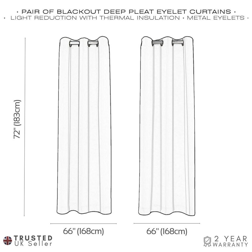 image 1 of Duck Egg Eyelet Curtains - Thermal Blackout Curtains  - 66 Inch x 72  Drop - 2 Panel | Blue
