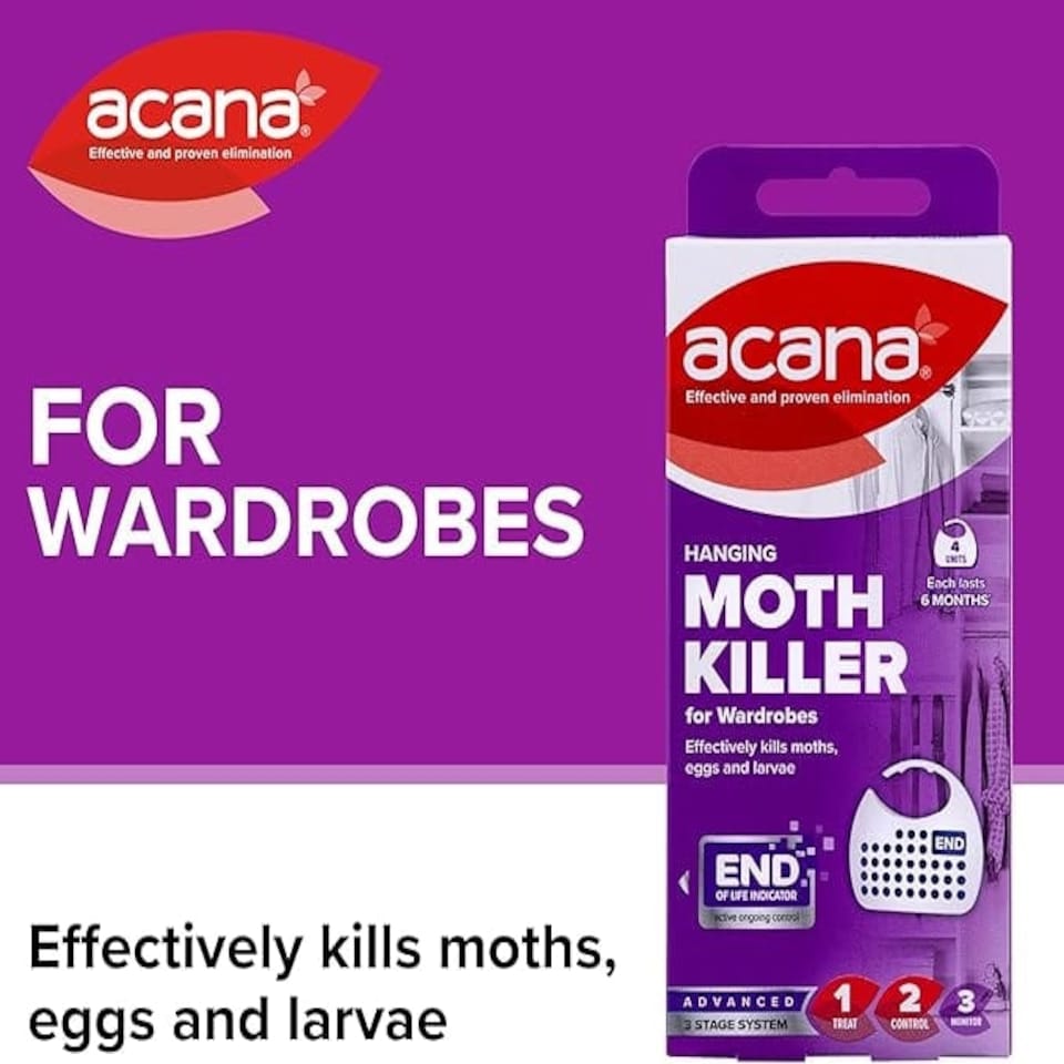 image 1 of Acana Hanging Moth Killer & Freshener, Lavender, 4-Pack, Lasts 6 Months