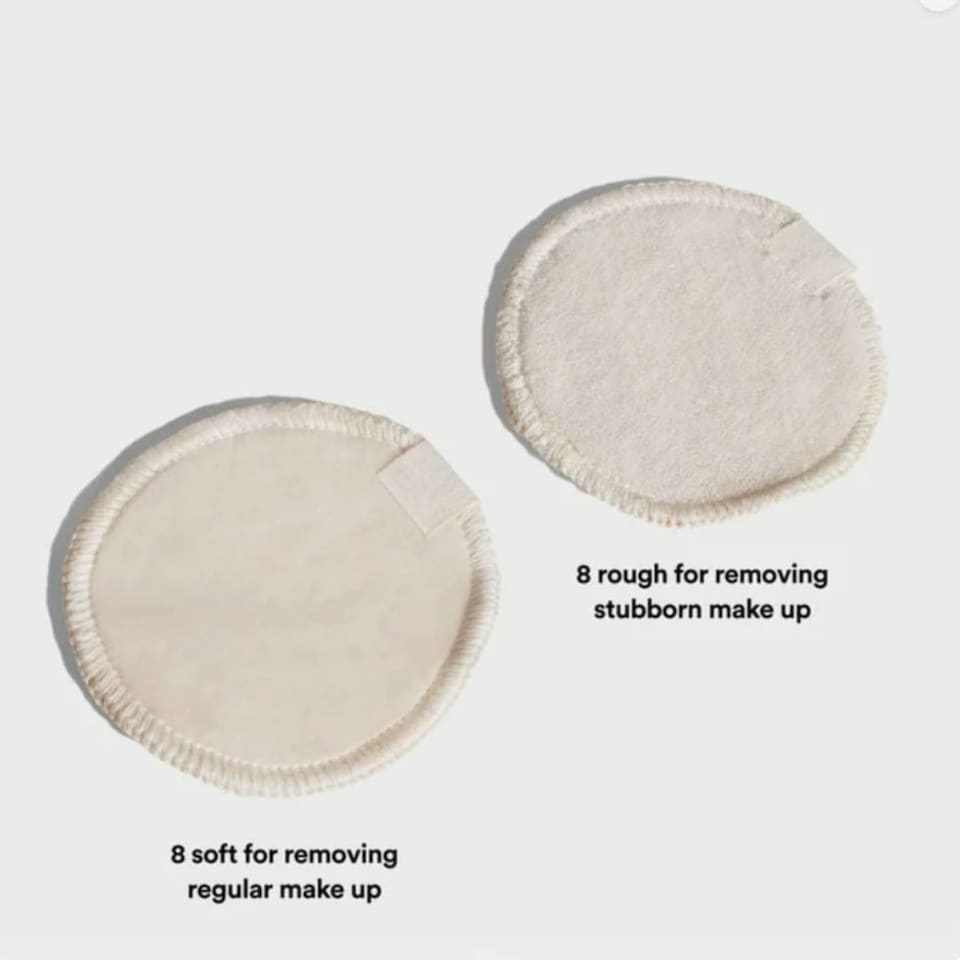 image 1 of 16-Pack Bamboo Makeup Remover Pads with Wash Bag – Reusable
