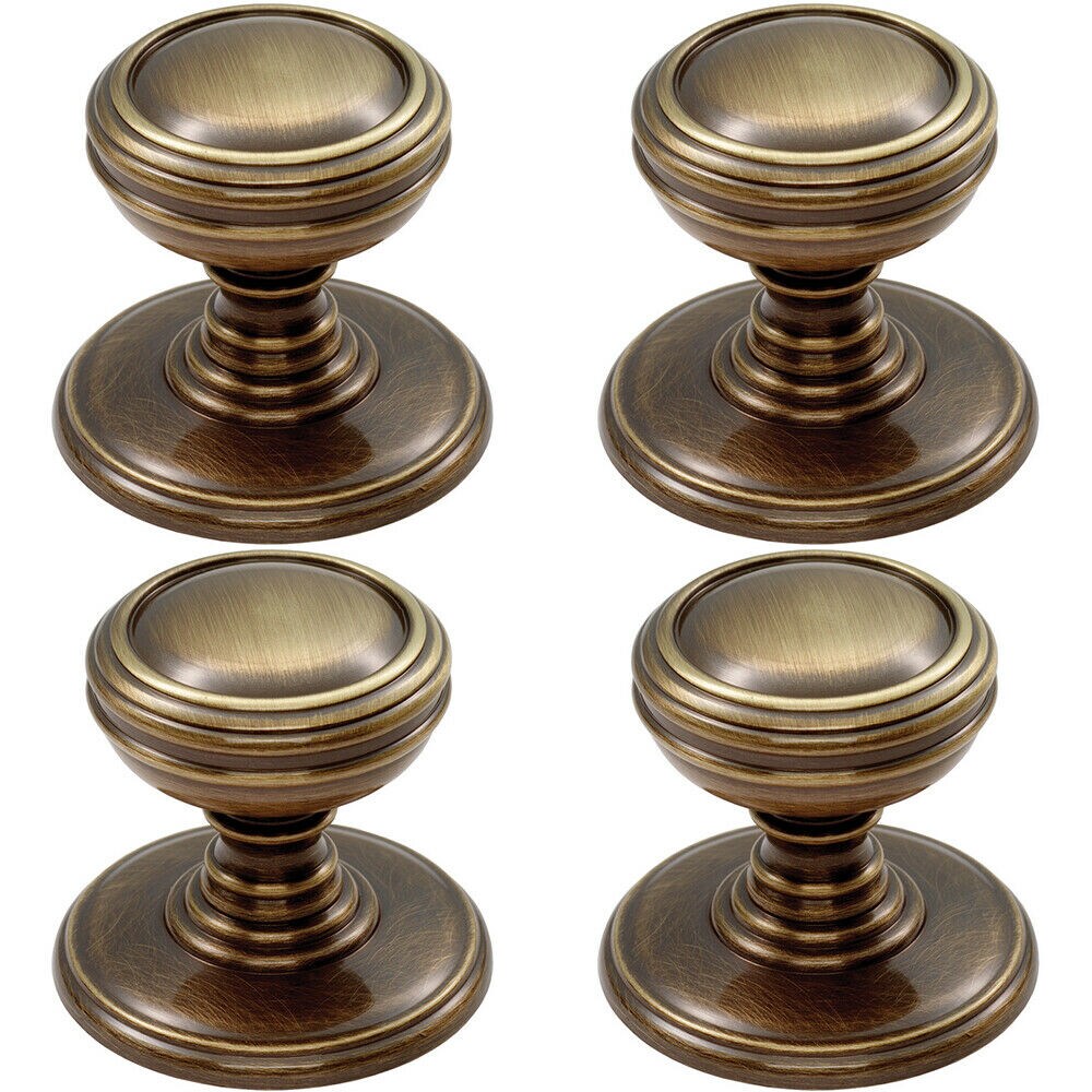 Loops 4x Ringed Tiered Cupboard Door Knob 30mm Diameter Bronze Cabinet Handle