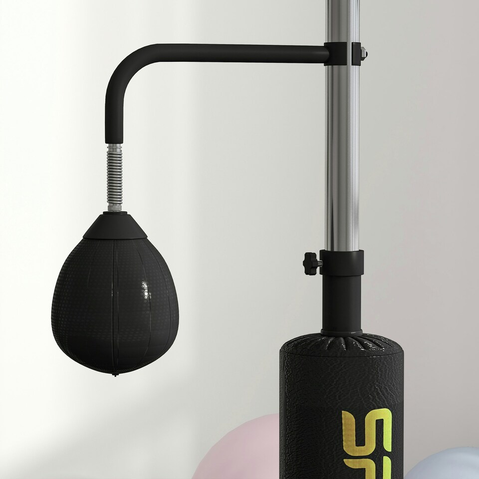 image 1 of SPORTNOW Boxing Bag, Freestanding Punching Bag with Reflex Bar, Speed Balls Black