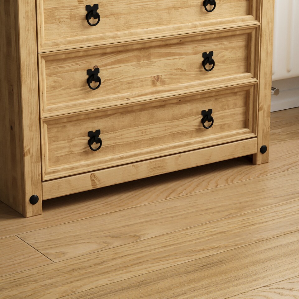 image 1 of Vida Designs Corona 4 Drawer Rustic Chest of Drawers Bedroom Storage, Solid Pine Wood