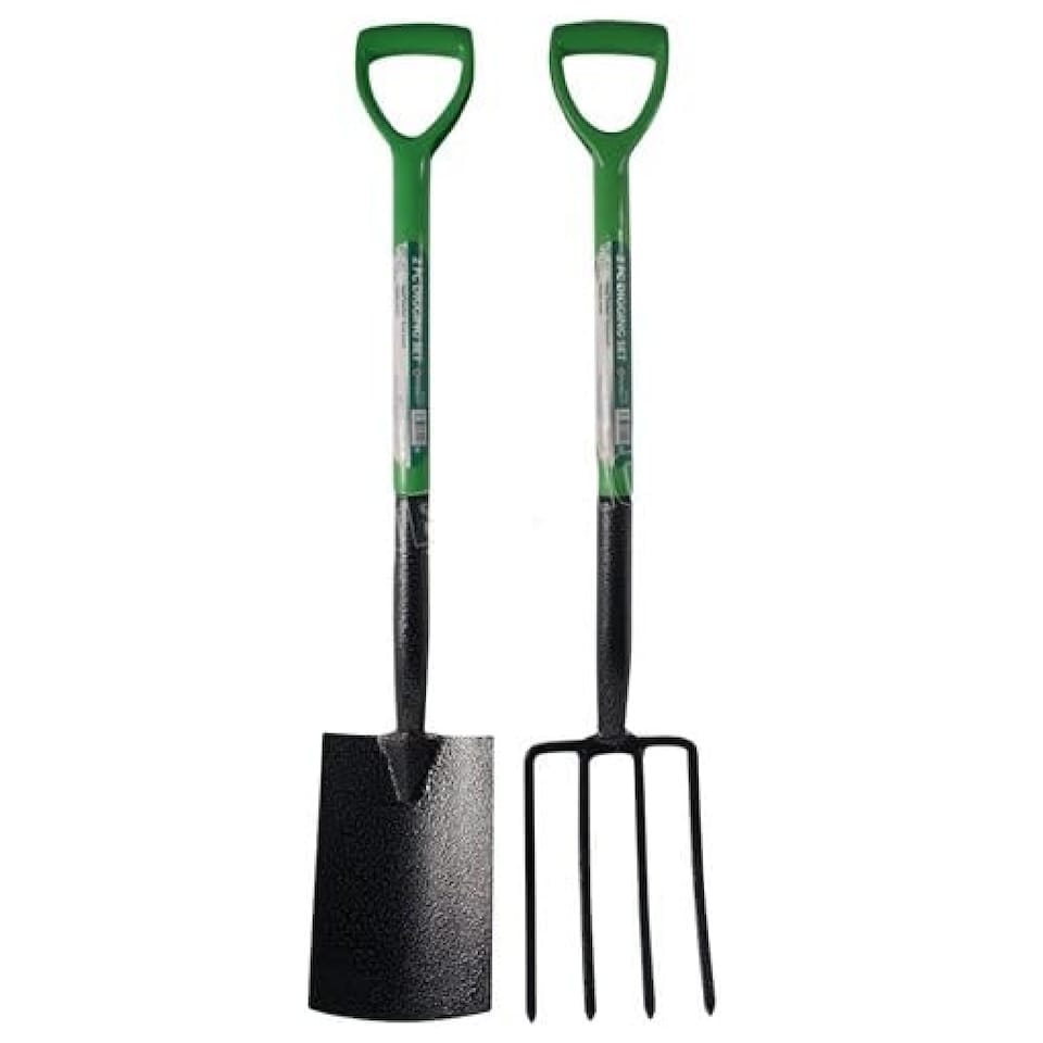 image 1 of 2pc Digging Shovel & Fork Steel Gardening Soil Spade Garden Farm Set