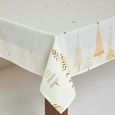 Homescapes Gold Tree Christmas Table Cloth - 132 x 178 cm Gold