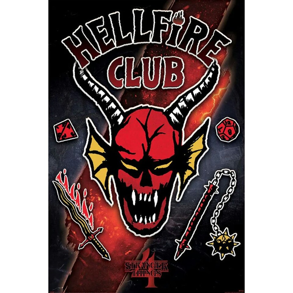 image 1 of Stranger Things Hellfire Club Poster - Black/Red - One Size
