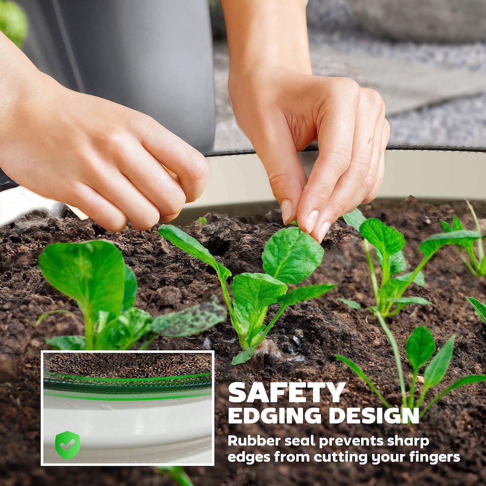 image 1 of Outsunny Steel Raised Beds for Garden Set of 2, Outdoor Elevated Planter Box with Safety Edging, Easy-to-assemble Stock Tank for Growing Flowers, Herbs and Vegetables, Cream White