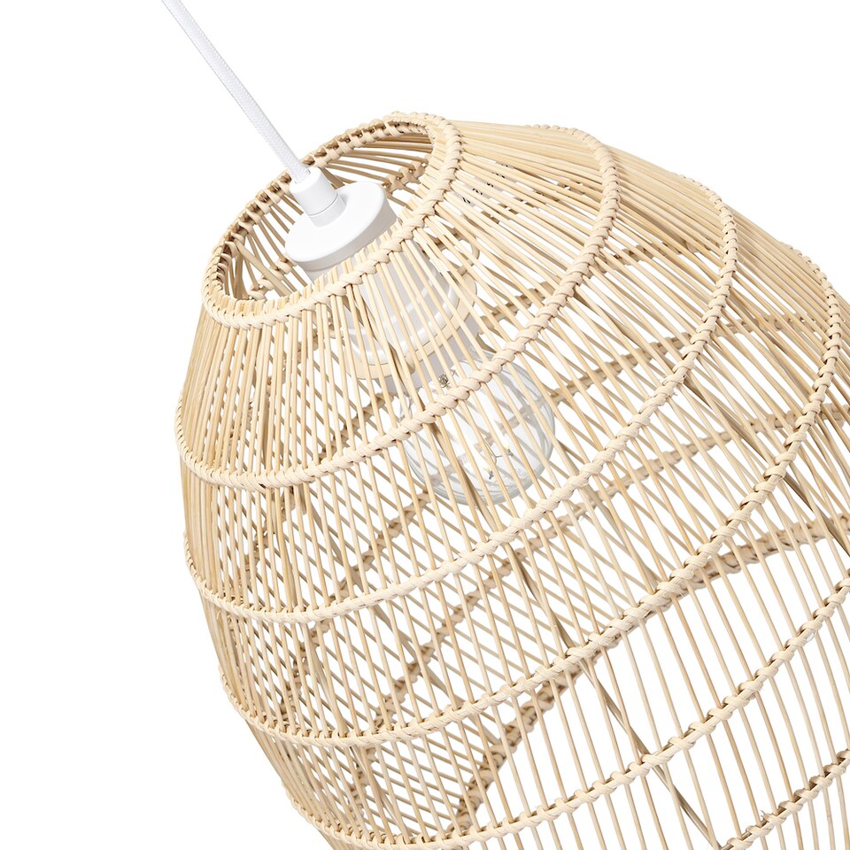 image 1 of Traditional Vintage Spiral Cage Design Natural Brown Rattan Ceiling Lamp Shade | Brown