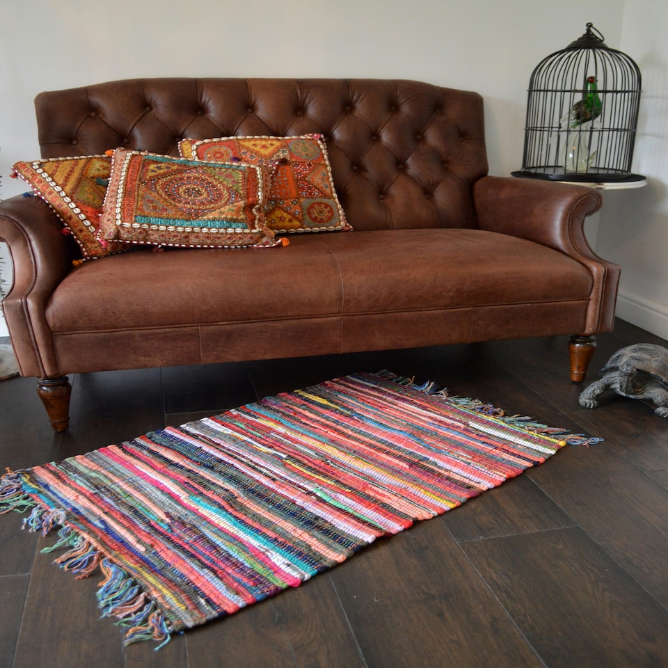 image 1 of Chindi Rag Rug - 50 x 80cm Fringed