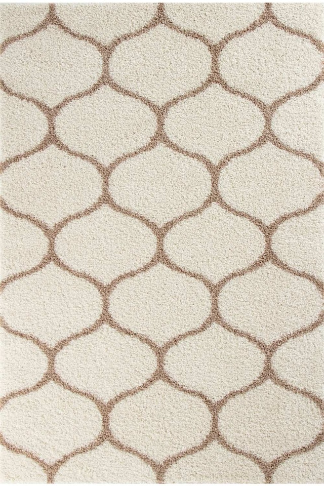 image 1 of The Rugs Moroccan Collection Soft High Pile Shaggy Trellis Floor Rugs and Runners Living Room