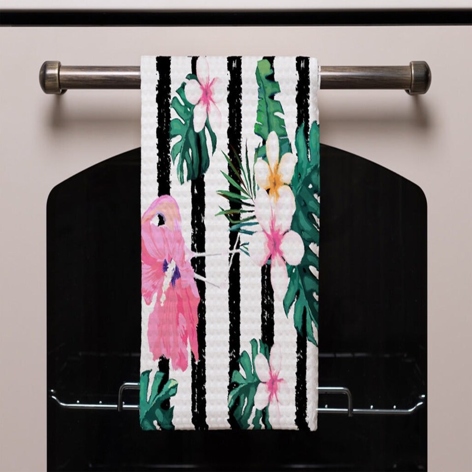 image 1 of Floral Flamingos (Kitchen Towel)