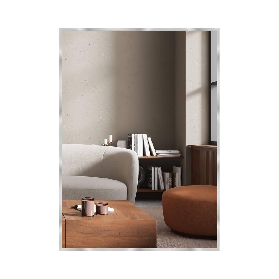 image 1 of Nielsen Alpha Aluminium Wall Mirror - Slim Minimalist Frame - Silver - 50cm x 70cm