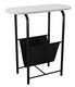 image 1 of Slim Oval Side End Table with Magazine Holder Sling Rack Coffee Snacks Newspapers | Multi | White