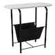 image 1 of Slim Oval Side End Table with Magazine Holder Sling Rack Coffee Snacks Newspapers | Multi | White
