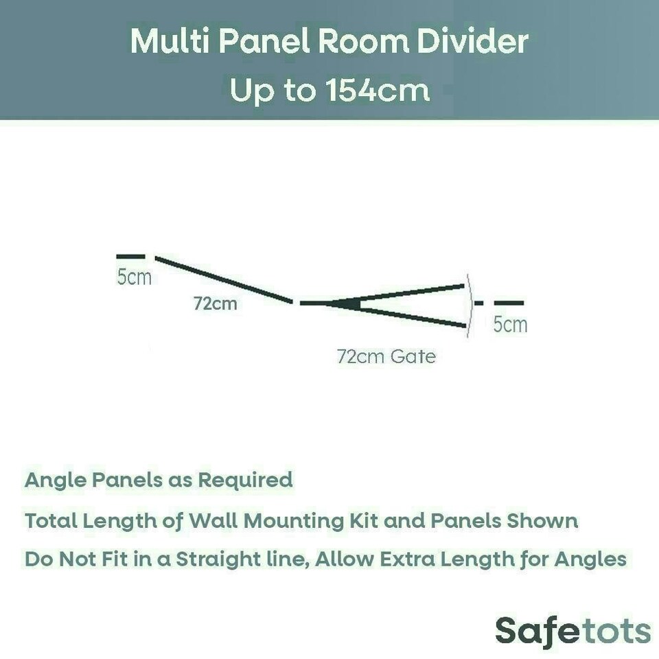 image 1 of Safetots Premium Multi Panel Room Divider, up to 154cm Wide, Grey, 70cm Tall, Multi Panel Flexible Room Barrier, Room Divider with Door for Baby Grey