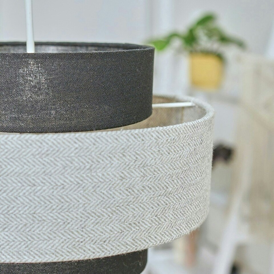 image 1 of ValueLights Weaver Black & Grey Herringbone Ceiling Pendant Shade Black
