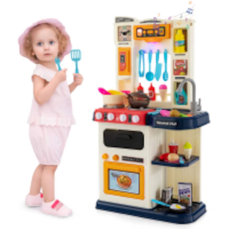 image 1 of COSTWAY 65PCS Kids Play Kitchen Children Pretend Role Play Toy Set