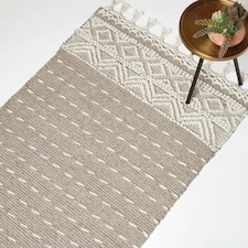 Homescapes Patna Beige and Natural Kilim Wool Rug - 160 x 230 cm | Cream | 160 x 230 cm